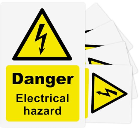 5Pcs Danger Electrical Hazard Stickers, 150x100mm Self-Adhesive Vinyl Sticker, Matte Finish, Safety Warning Signs for Electrical Areas