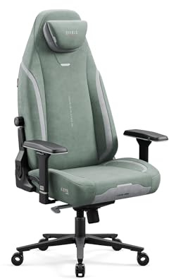 Diablo X.Eye Prime Gaming Stuhl Stoff mit 4D Armlehnen und Kopfstütze | Gaming Chair ergonomisch mit Lendenstütze, Kühlfunktion, Memory-Schaum-Kopfstütze, 170° Rückenlehne und 4D Armlehnen
