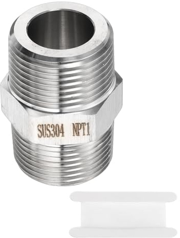 sourcing map Boquilla hexagonal de acero inoxidable 304 de 1 pulgada NPT macho x 1 pulgada NPT macho de rosca recta, adaptador de conector para bañera de agua, aceite y gas