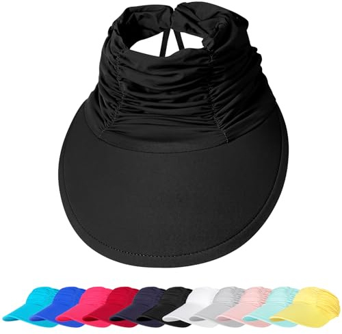 TAGVO Sombrero de Sol Mujer, Anti UV Visor Gorras con Cinta Transpirable para el Sudor, Regulable Sombreros Playa Mujer, Gorra de Verano UV de ala Ancha Ajustable para Exteriores Senderismo