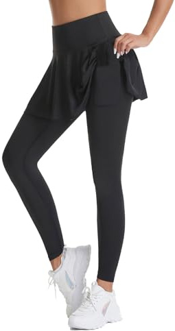 Leggings para mujer, con bolsillo, para tenis, con falda, sexy, de cintura alta, pantalones de entrenamiento, elásticos, pantalones de yoga, ciclismo, correr, para entrenamiento, fitness, 2025
