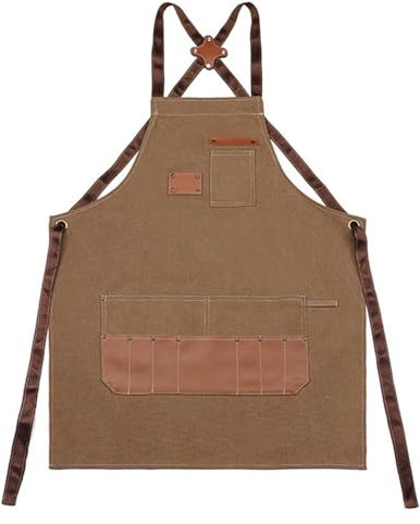 HLHLH Delantal de trabajo for hombre, de lona encerada resistente, ideal for carpintero y ebanista.(Brown)