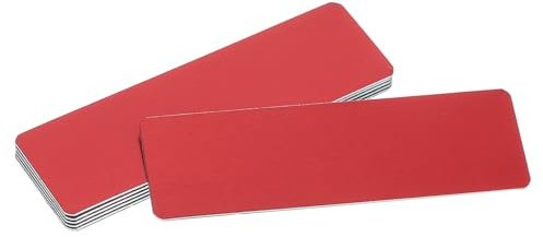 sourcing map 6 Pcs Blank Name Plates, 3.1 x 1 Engraved Metal Name Plate Laser Strong Adhesive Nameplate Anodized Aluminium Custom Blank Plates for Signs DIY Crafts, Red