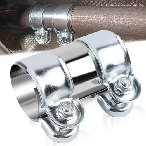 BSTDAYEVER Abrazaderas Tubo Escape Conector de Tubo Escape Doble 45x95mm | Abrazadera Union Escapes Manguito de Escapes Coche de Acero Inoxidable Silenciador Adapta Mayoría Los Coches Motos