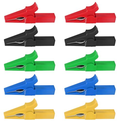 AEDIKO 10pcs Alligator Clips Plugs 220V 30A Insulated Full Protective Crocodile Clips Electrical Test Clips for Multimeter and Clamp Meters Test