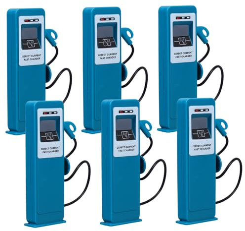 iplusmile 6pcs Mini Simulation Car Charging Station Toy for Children, Highway Traffic Scene Model Electric Car Charger, Dollhouse Road Accessories Educational Playset