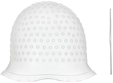 BHSTTNIXP Highlighting Cap,Hair Highlighting Kit,Reusable Silicone Highlights Hair Dyeing Tool for Barber Shop,White