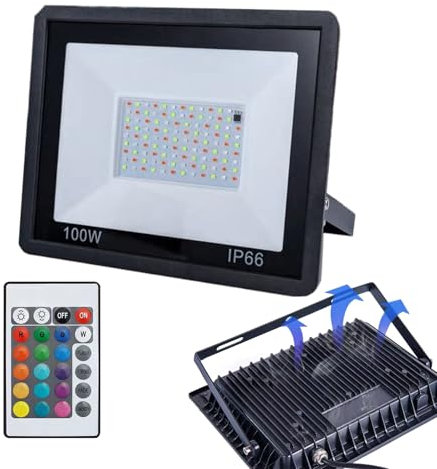 Genérico Foco LED Exterior,Iluminación Exterior - Iluminación RGB Impermeable con Mando a Distancia para Jardín Patio Trasero y Entrada