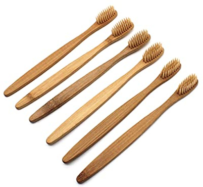 8 Stück-pack Bambuszahnbürsten für Mundpflege zu Hause | Holz Ausführung, Mittelhartes Borstenprofil, Ergonomische Form, Natürliches Design für Unterwegs