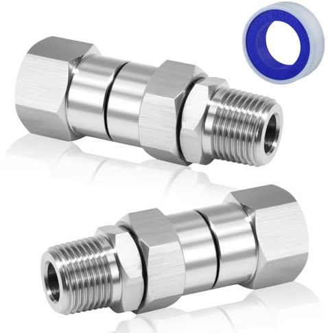 SPEEDWOX 2 Pcs 3/8 pouces NPT laveuse à pression raccord pivotant anti-torsion 3/8 pivotant mâle à femelle en acier inoxydable raccord pivotant 360 degrés pour tuyau avec ruban 4000 PSI