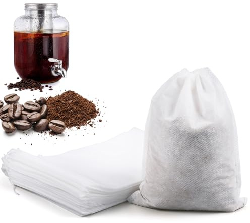 50 PCS Cold Brew Coffee Bags, 6''× 8'' Disposable Coffee Filter Bag Fine Mesh Cold Brew Bags for Coffee, Ice Tea, Loose Tea, Spice Bag