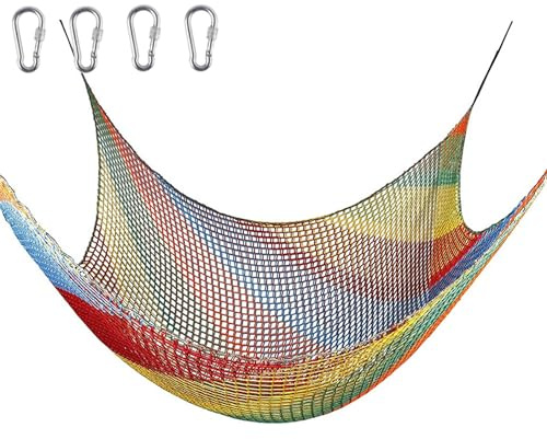 Climbing Cargo Net for Kids, Heavy Duty Double Layer Hammock Net for Backyard, Monkey Bar Net Bridge, Rope Ladder for Outdoor Play