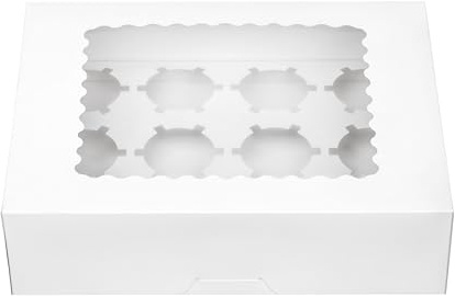 LONGTEAM 12 Holders Cupcake Boxes, 3-Set Cupcake Container with Window Transport Holders Holding 36 pastry Box for Birthday, Holiday, Party Bakery Supplies (White-3 Sets)