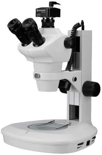 Bresser Microscope stéréo trinoculaire Zoom 8-50x éclairage LED Incident transmitted avec caméra 5MP C-Mount Noir