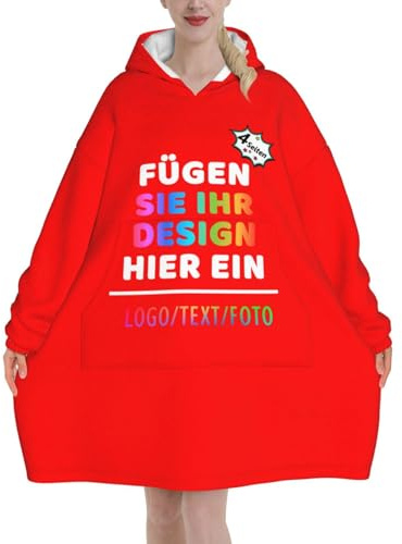 MOSGDBV Personalisiert Deckenpullover FüR Damen & Herren Mit Bild Text Namen Logo Foto Selbst Gestalten Wearable Blanket, Personalisierte Blanket Hoodie, Geschenk Zum Geburtstag & Jahrestag