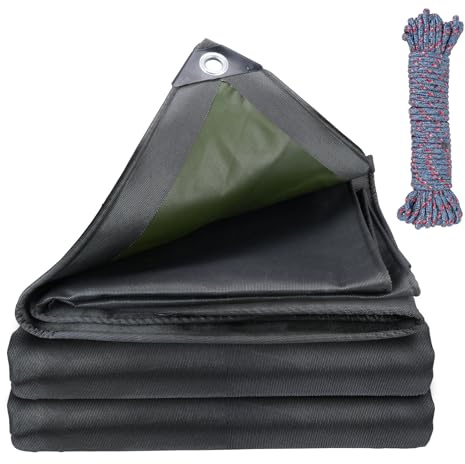 COEWUR Bache 2x3m Impermeable 450 g/m² Gris-Vert Bâche Imperméable avec Oeillet et Ficelle Bâche de Protection pour Bois Camion Piscine Tente Chantier de Construction