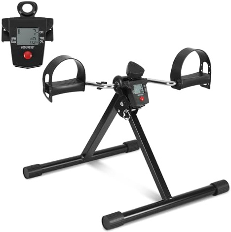Sonnewelt motionscykel, mini-motionscykel med LCD-skärm, pedaltränare för uthållighetsträning, justerbart motstånd, arm- och benträning, rörelseutbildningsutrustning för hemmakontor (svart)