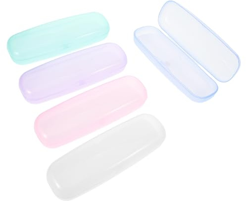 TOGEVAL 5 St Portabel Glasögonfodral Transparent Hårt Skal Stöttåligt Skyddsfodral för Solglasögon och Glasögon Resor Lätt och Praktisk Förvaring