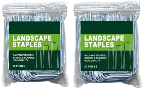 Grapas para Jardin, 100 PCS Clavijas De Jardín En Forma De U Grapas De Acero para Sujetar El Césped Piquetas Camping para Malla Antihierbas Césped Artificial Red EsteraTierra