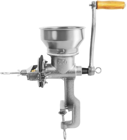 Getreidemühle Manuell, Getreidemühle Haferquetsche 9cm Einfüllöffnung, Schrotmühle Einstellbare Mahlstärke Desktop Getreide für Getreide Hülsenfrüchten Nüssen Weizen