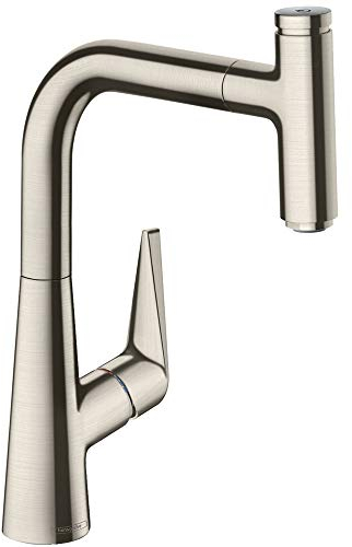 hansgrohe Talis Select S Einhebel-Küchenarmatur, Komfort-Höhe 220 mm, mit Ausziehauslauf, Edelstahl Finish