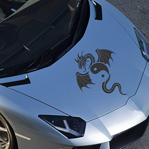 INDIGOS UG - Auto Aufkleber Yin Yang Drache 50cm x 40cm schwarz - Heckscheibenaufkleber - Autoaufkleber lustig - Tuning - Spoiler - Sticker Wohnmobil