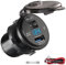Qidoe Presa USB 12V per Auto: Ricarica Rapida 3.0 Caricabatteria da Auto Incasso Impermeabile Adattatore con Interruttore LED Indicatore di Tensione per Auto, Moto, Barca, Camion, Caravan