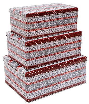 designfun KEKSDOSEN SET 3-TEILIG RECHTECKIG WEIHNACHTEN - MOTIV CLASSIC X-MAS