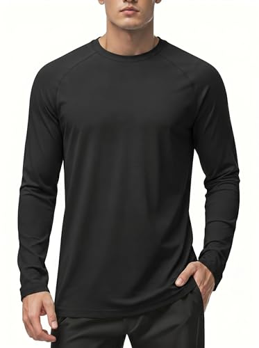MAGCOMSEN Herren UV Shirt UPF 50+ Sportshirts Langarm Funktionsshirt Herren Laufshirt Regular Fit Trainingsshirt Wandershirts Angeln Shirts für Sport Schwarz 2XL