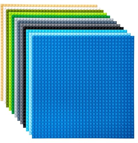 Best Blocks - Set mit stapelbaren Bauplatten - kompatibel mit Allen führenden Marken - für Kinder ab 4 Jahren - Naturfarben - 25,5 x 25,5 cm - 12-teiliges Set
