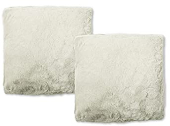 jilda-tex Set Kissenbezug mit Füllung Sofakissen Dekokissen Kissenbezüge Couchkissen Weich Kissenbezug Zierkissenbezug in Felloptik Rabbit Deluxe 750 GSM Kunstfell Fellimitat (Weiß, 2X 45x45 cm)