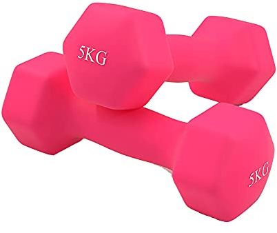 GEREP Hanteln Kurzhanteln Frauen Hantelset Kleine Hantel Kurzhantelset für Damen Gymnastik Yoga Pilates und Kinder(2er-Set) / Rosa / 2×5kg