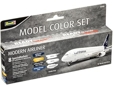 Revell Modellbau I Farbset für Zivile Flugzeug Farben Set Passagierflugzeuge I 8 Farben im Set für Modellbau Flugzeuge zum bemalen I Authentischer Look für Modellbau Flieger
