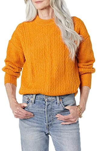 Amazon Essentials Women's Soft-Touch Modern Cable Crewneck Sweater (Available in Plus Size)