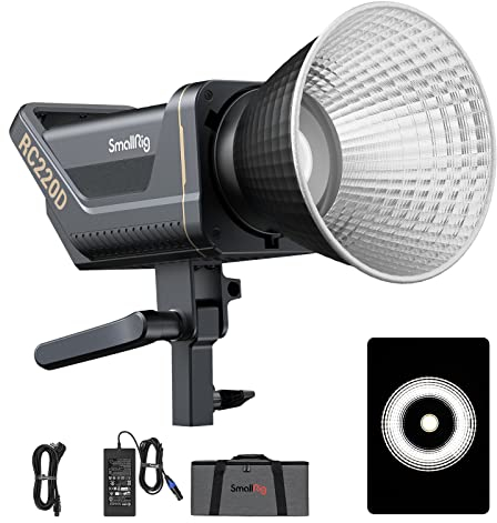 SMALLRIG 220 W COB Video Light, 98700Lux Continuous Output Light mit 9 Lichteffekten, CRI 95+ Bowens Mount Light mit 2 Stromversorgungsmethoden SmallGoGo App Control, RC 220D - 3618