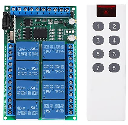 MóDulo de Control Remoto de 8 Canales de 433,92 MHz, CodificacióN Fija de 100M, Adaptable a 32 Control Remoto, Interruptor de Control Remoto InaláMbrico (24V)