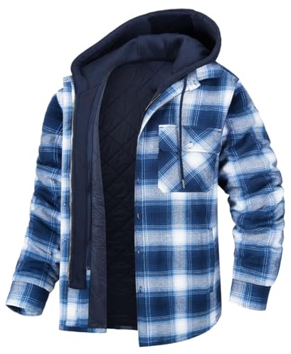 Oanviso Giacca Invernale Uomo Imbottito Giacche Lana Caldo Giubbotti a Quadri Casual Giacca da Esterno Giacca da Lavoro Cappotti Plaid Flanella Cappotto con Cappuccio C 05 XL