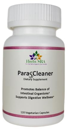 Herbs SRA ParasCleaner Digestive Balance Supplement with Papaya Seed, Wormwood, Black Walnut, Clove & Neem Supports Digestive Wellness 120 Vegetarian Capsules