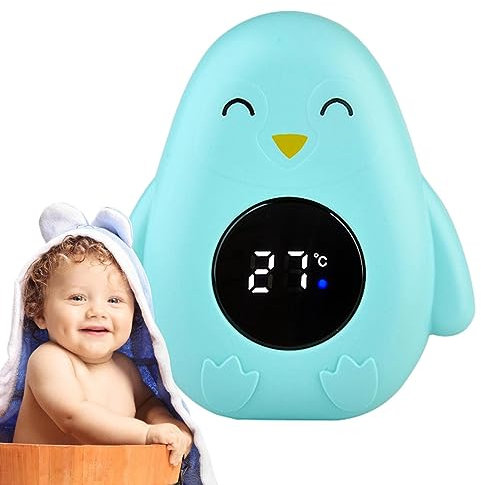 Wassertemperaturmessgerät für Badezimmer, digitales Temperaturmessgerät für Babybad, mit Wasser, LED-Display in Pinguin-Form mit Cartoon-Pinguin