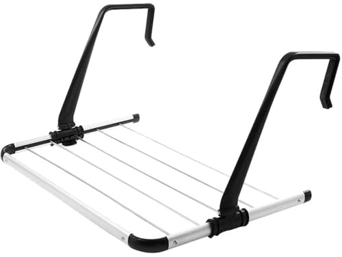 YASTA Stendibiancheria da Balcone e Ringhiera Regolabile | Salvaspazio Pieghevole per Interni ed Esterni | Stendino Portatile per Termosifone, Doccia, Camper | Struttura in Alluminio 54x37x27