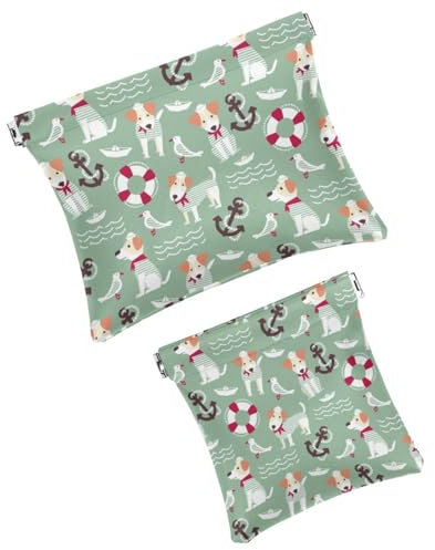 Dog Lifebuoy Boat Pocket Cosmetic Bag, Waterproof Squeeze Makeup Bag No Zipper Self-Closing, Portable Mini Travel Storage for Headphones Jewelry