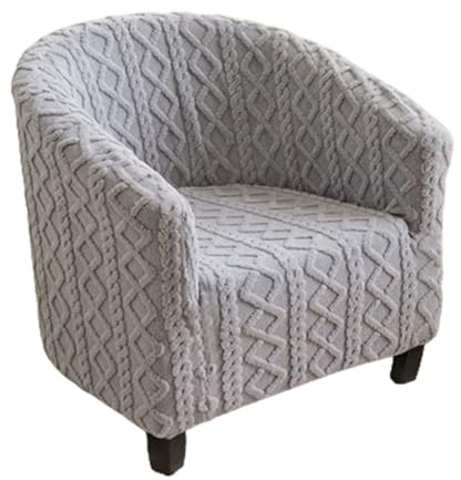 Surwin Sesselbezug Jacquard Sesselschoner, Samt Plaid Sesselüberwurf Chair Schonbezug Sofabezug für Clubsessel Lounge- & Cocktailsessel (Grau,One Size)