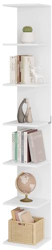 WOLTU Regal, Standregal mit 7 Ebenen, Wandregal weiß, Bücherregal Küchenregal schmal, freistehend wandmontiert, für Küche Wohnzimmer Schlafzimmer, aus Holzwerkstoff, RGB46ws