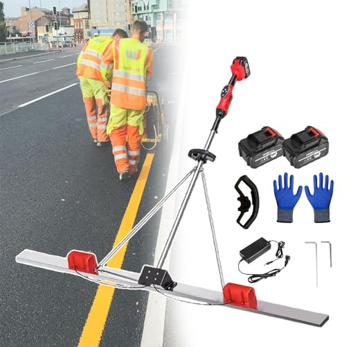 smafoseedding Chape vibrante électrique, outil vibrant de finition ciment de chape, avec 2 moteurs, 12 gants et 2 batteries, avec boîtier en alliage d'aluminium et grattoir en acier inoxydable, facile