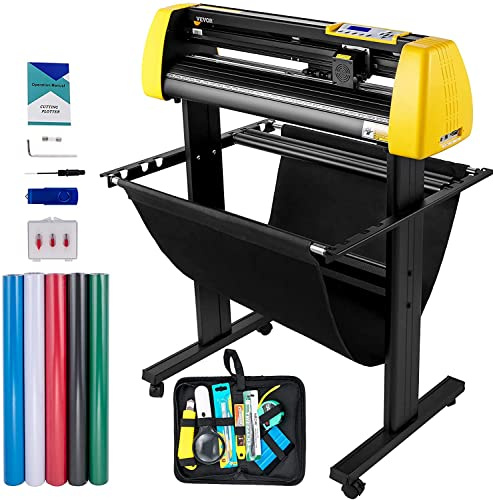 VEVOR Taglierina per Vinile, Plotter da Taglio con Alimentazione Carta Massima 870 mm Stampante per Schermo LCD per Taglio Automatico dei Contorni della Fotocamera con Forza Velocità Regolabili