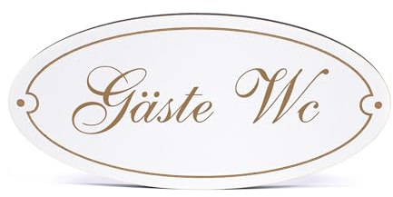 Dekolando Deko Türschild oval - Gäste Wc - Schild 15 x 7 cm - Schilder Türschilder Namensschilder Wohnung selbstklebend Holzschild Tür Holzschilder