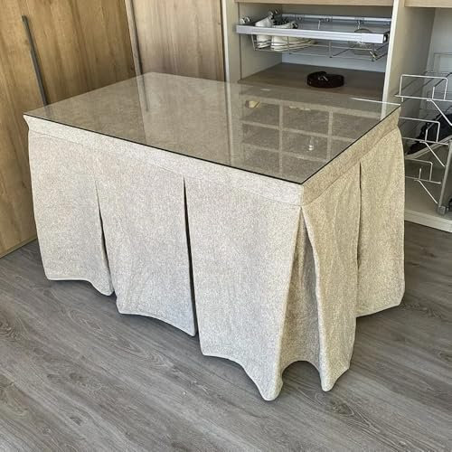 Ropa de Mesa Camilla Antimanchas Extragruesa (Beige) en varias medidas - Falda Mesa Camilla, Enaguillas, Enaguas, Ropa Chenilla - Tejido Extragrueso Hipercalórico (140 x 80 cm (72 cm de Alto))