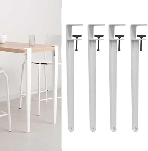 Adjustable Metal Table Clamp Legs for DIY Coffee Dining Bar Workbench F Shape Design with Adjustable Feet 27.9inch White