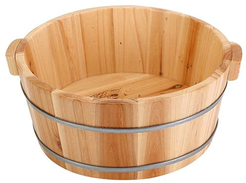 Fotbad, fotbadskål trä pedikyr skål spa massage fot bad resistent fot bad handfat ta bort död hud för hem bastu fotvård 14,2 x 6,3