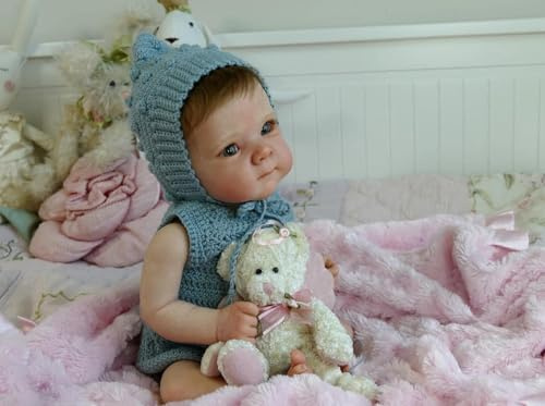 Anano Bebe Reborn Originale Silicone Corpo Completo 45 Cm Bambole Reborn Silicone Morbido per Bambole Bambino Neonato Realistico Anatomicamente Corretto Indossare Pagliaccetto E Cappello